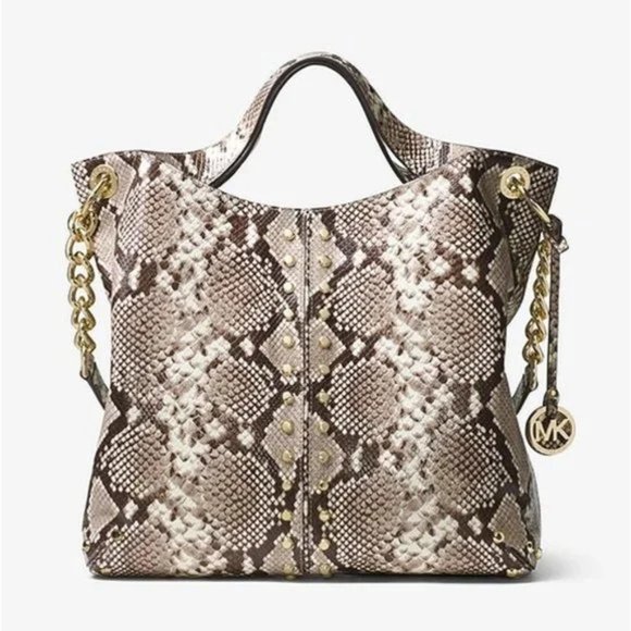 Michael Michael Kors Uptown Astor Natural Snakeskin Large Shoulder Tote - Picture 1 of 13